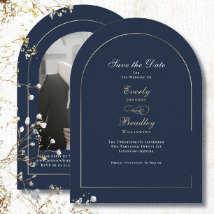 Invitation Navy Blue Or Arch Blanc Save the Date Mariage