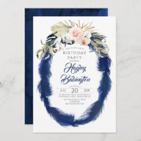 Navy Blue Pampas Herbe Tropical Anniversaire