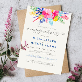 Invitation Navy Blue Rose Wild Rainforest Engagement Party