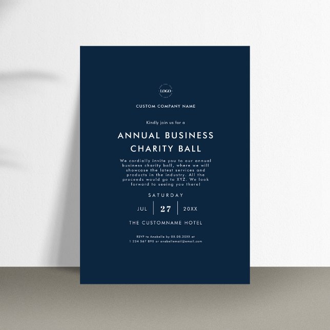 Invitation Navy Blue Your Logo Business Company Event Party (Créateur téléchargé)