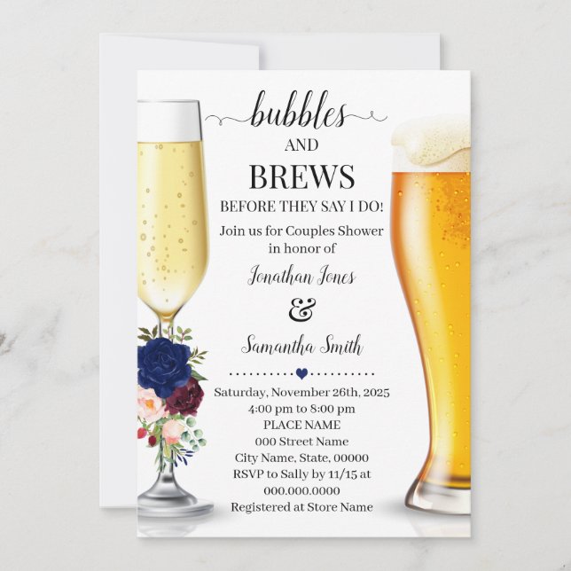 Invitation Navy Bubbles et brumes avant que je ne prenne des  (Devant)