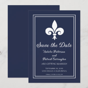 Invitation Navy Fleur de Lis pour annoncer votre m