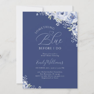 Invitation Navy Floral Something Blue Bridal Shower