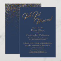 Navy & Gold Nous sommes mariés Réception de confet