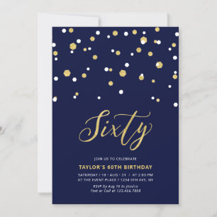 Invitation Navy & Gold Simple Soixante 60e anniversaire