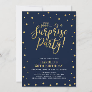Invitation Navy & Or   Fête surprise d'anniversaire 50 ans Ad