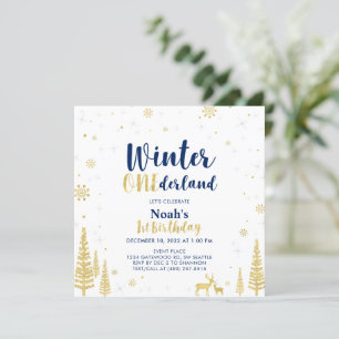 Invitation Navy & Or Hiver Onederland 1er Premier Anniversair