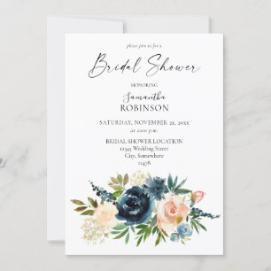 Invitation Nayv, Dusty Blue & Blush Pink Floral Fête des mari