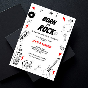 Invitation Né au Baby shower Rock Star
