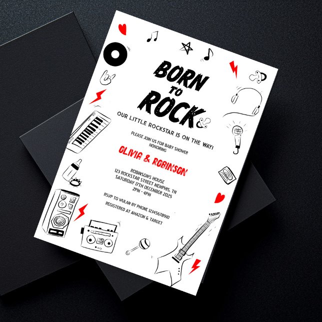 Invitation Né au Baby shower Rock Star (Créateur téléchargé)