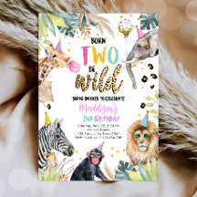 Né Deux Be Wild Safari Party Animaux Anniversaire