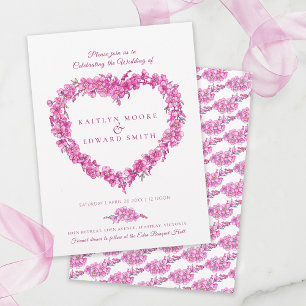 Invitation Ne m'oubliez pas cœur art mariage rose blanc