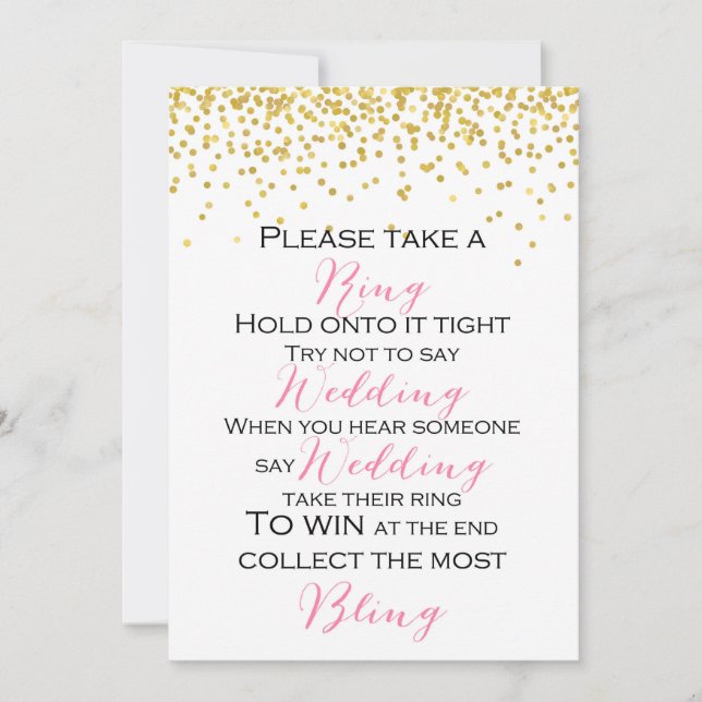 Invitation Ne pas dire signe du jeu Mariage 5x7" (Devant)