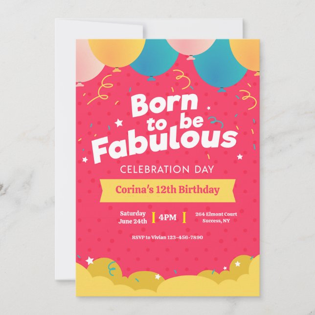 Invitation "Né pour être Fabuleux" (Devant)