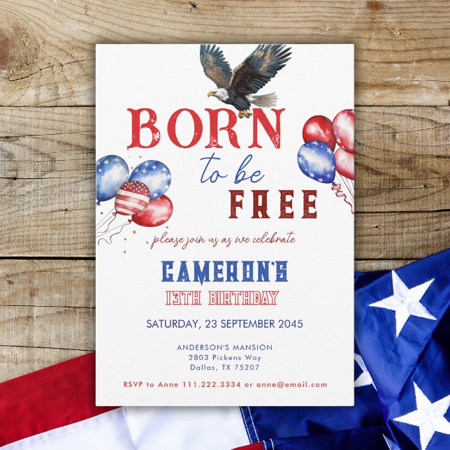 Invitation Né Pour Être Libre American Bold Eagle fête d'anni (Créateur téléchargé)