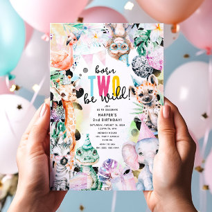 Invitation Né POUR Être Sauvage ! Animaux de Safari Cool 2e A