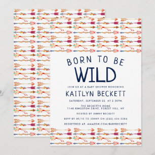 Invitation Né Pour Être Sauvage Tribal Boho Flèches Baby show