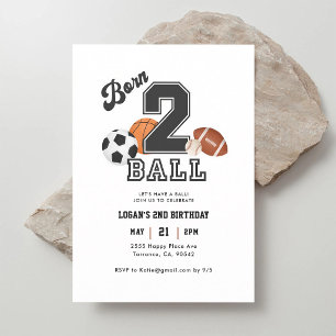 Invitation Né pour le ballon Sport 2e anniversaire garçon