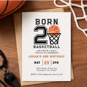 Invitation Né pour le Basketball 2e anniversaire d'un garço