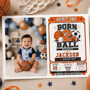 Invitation Né pour marquer Sports Garçon 2e anniversaire 