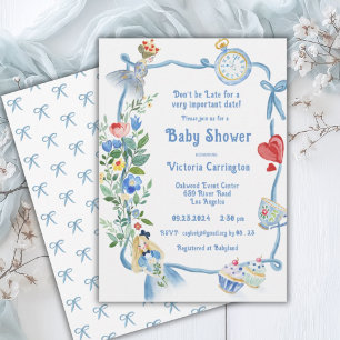 Invitation Ne soyez pas en retard Baby Shower Alice au pays d