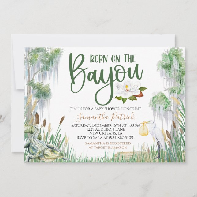 Invitation Né sur l'invitation du Baby shower Bayou (Devant)