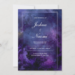 Invitation Nébuleuse vibrante violet indigo cadre moderne mar