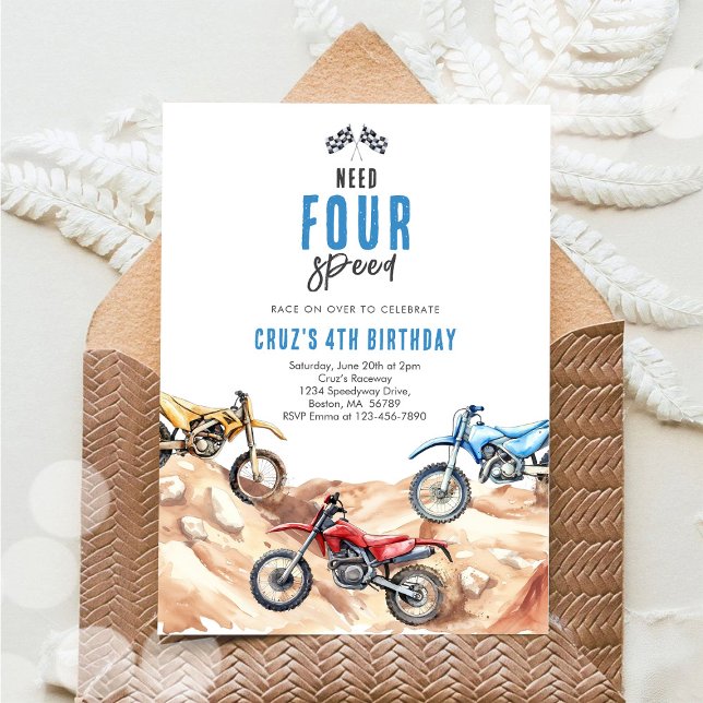 Invitation Need Four Speed Monster Truck Boy 4th Birthday (Créateur téléchargé)