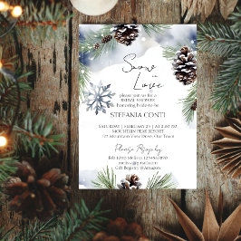 Invitation Neige amoureuse pins neigeux hiver nuptiale douche