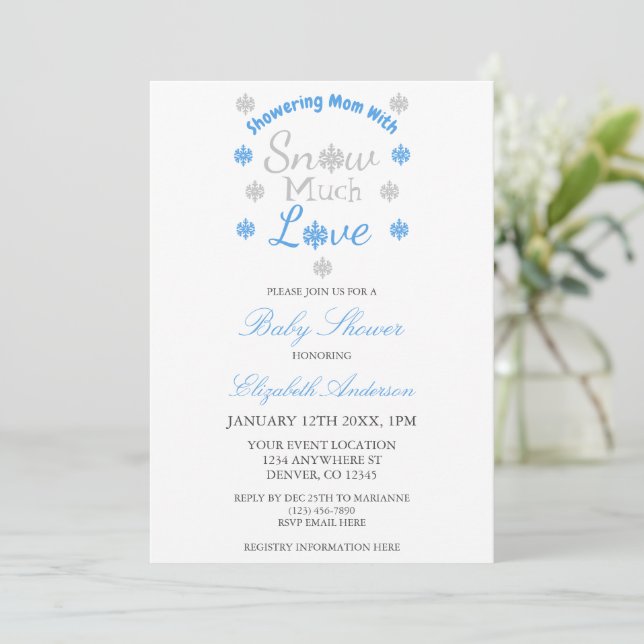 Invitation Neige beaucoup d'amour Hiver Flocon de neige Baby  (Debout devant)