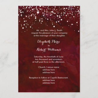 Invitation Neige blanche sur le mariage d'hiver rouge