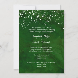 Invitation Neige blanche sur le mariage d'hiver vert