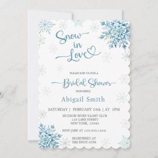 INVITATION NEIGE BLEUE EN FÊTE DES MARIÉES AMOUREUSE