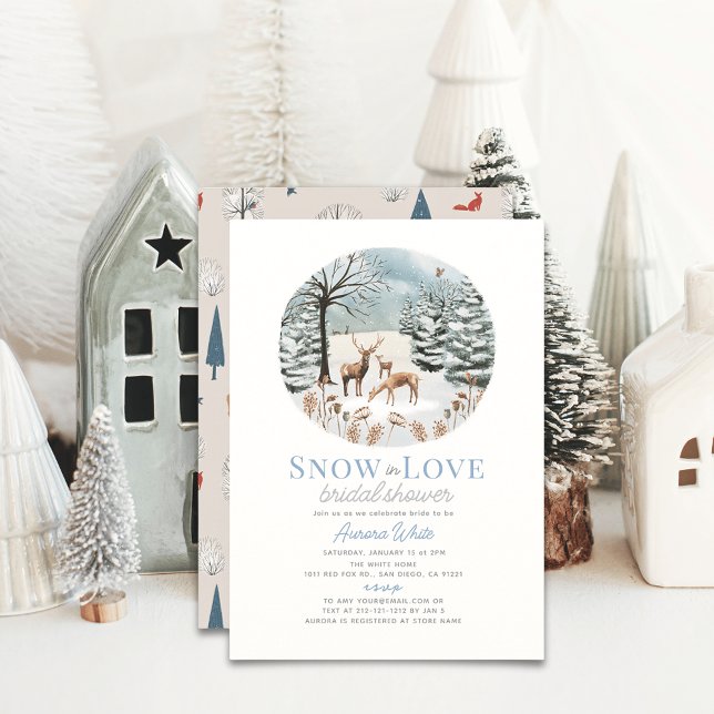 Invitation Neige en amour Deer Famille Fête des mariées de pa (Créateur téléchargé)