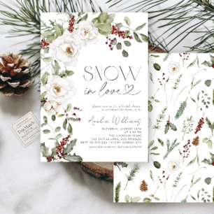 Invitation Neige en amour Fleurs blanches Pine hiver