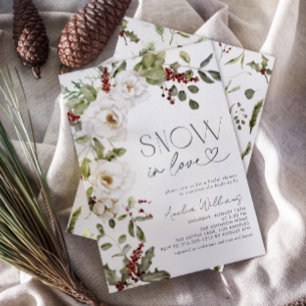 Invitation Neige en amour Fleurs blanches Pine hiver