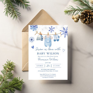 Invitation Neige en amour flocons de neige Baby shower d'hive