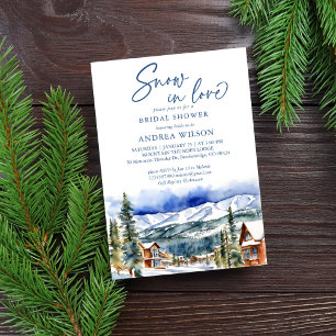 Invitation Neige en amour hiver nuptiale village de montagne 