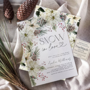 Invitation Neige en amour Poinsététie blanche hiver