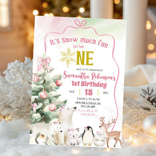 Invitation Neige Rose Beaucoup de Plaisir pour être une Fille