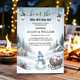 Invitation Neige Rustique Froide Glace Cosy hiver Sexe Révéle