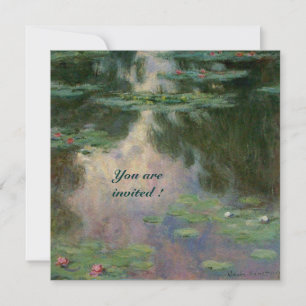 INVITATION NÉNUPHARS EN ROSE VERT BLEU REFLETS