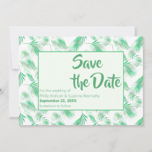 Invitation Neo Mint Tropical Palm Feuilles Enregistrer la dat