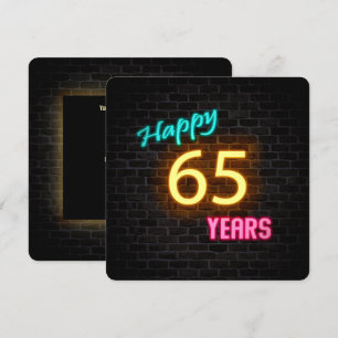 Invitation néon 65e anniversaire Signal brillant sur brique
