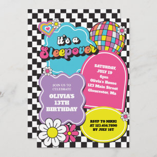 Invitation Neon 90s Retro Sleepover Anniversaire