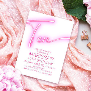 Invitation Neon Ado Girls 10e anniversaire