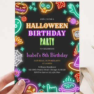 Invitation Neon Anniversaire Halloween
