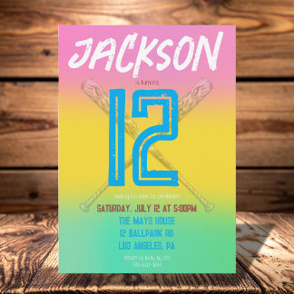 Invitation Neon Baseball Colorful Sport Birthday Party Custom