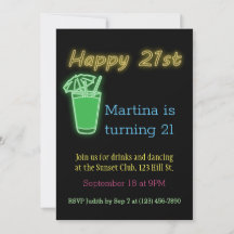 Neon Boissons Et Danse Fête Du 21E Anniversaire