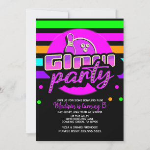 Invitation Neon Bowling Party Bash fête d'anniversaire